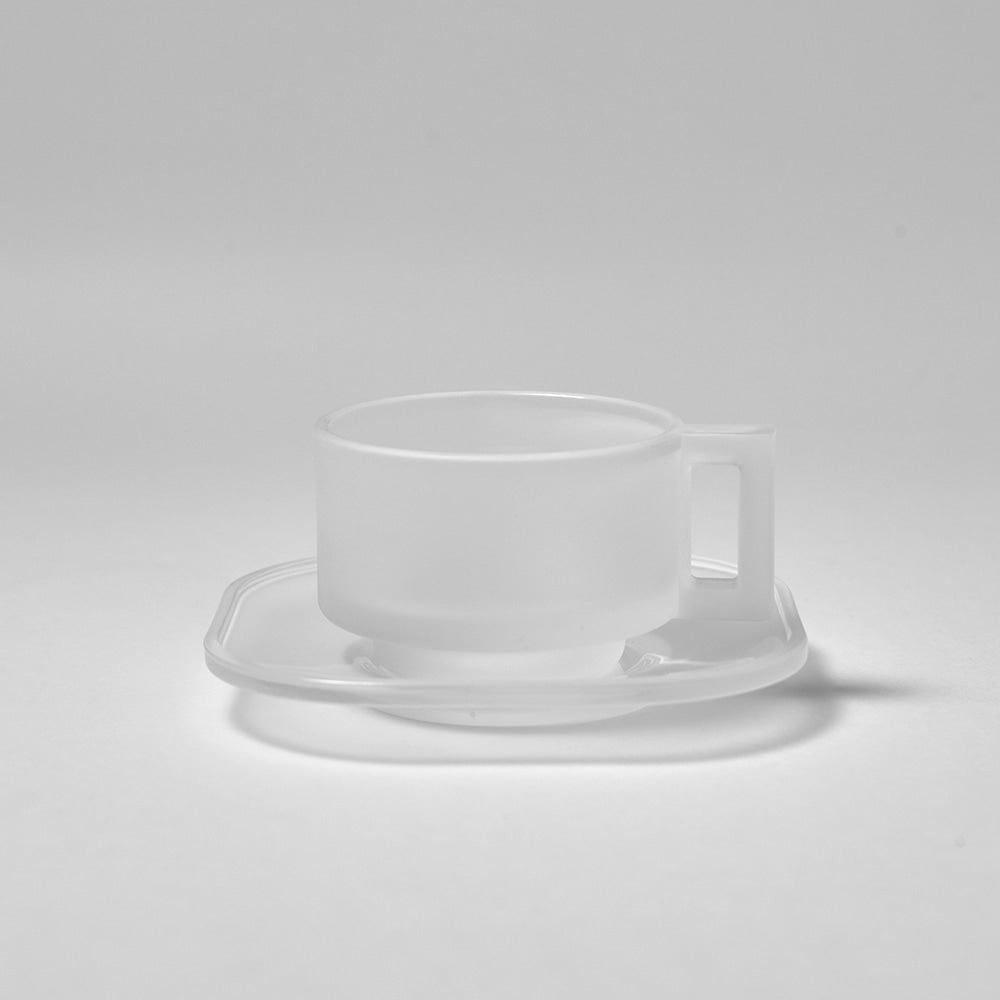 Arno Glass - Frosted Glass Cup w/ Saucer - Tableware - zulqamvoxer.shop