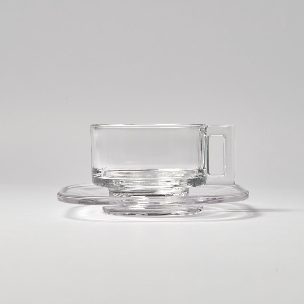 Arno Glass - Glass Cup w. Saucer - Tableware - zulqamvoxer.shop