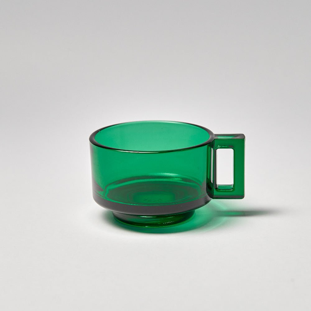 Arno Glass - Green Glass Cup w/ Saucer - Tableware - zulqamvoxer.shop
