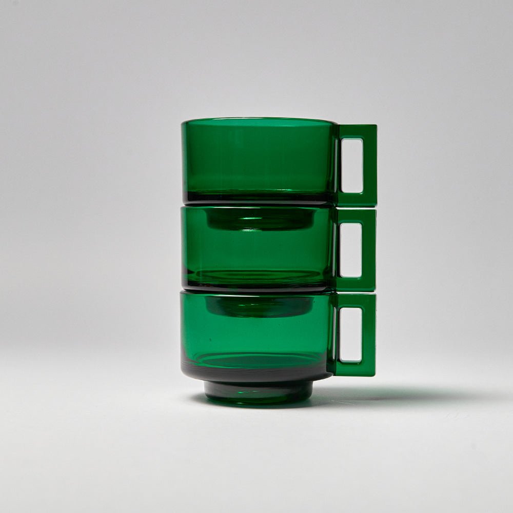 Arno Glass - Green Glass Cup w/ Saucer - Tableware - zulqamvoxer.shop